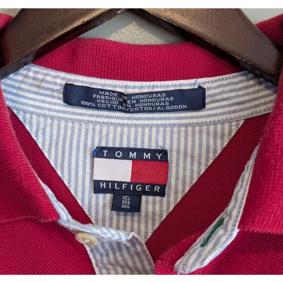Tommy Hilfiger Size XXL Vintage Polo Shirt Mens Red 90s Crest 2XL Short Sleeve - Picture 2 of 4